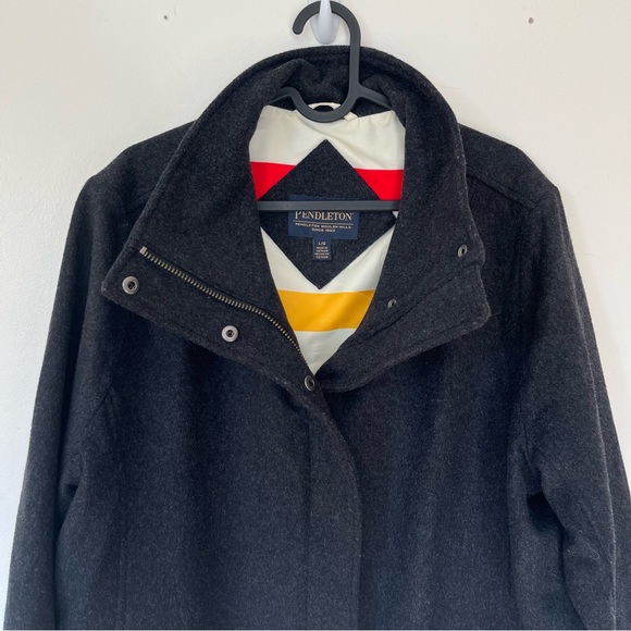 Pendleton Wool Pea Coat Charcoal Gray Zip Long Winter Jacket Fall - Picture 14 of 14